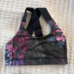 Lulu Floral Sports Bra with Black Straps
